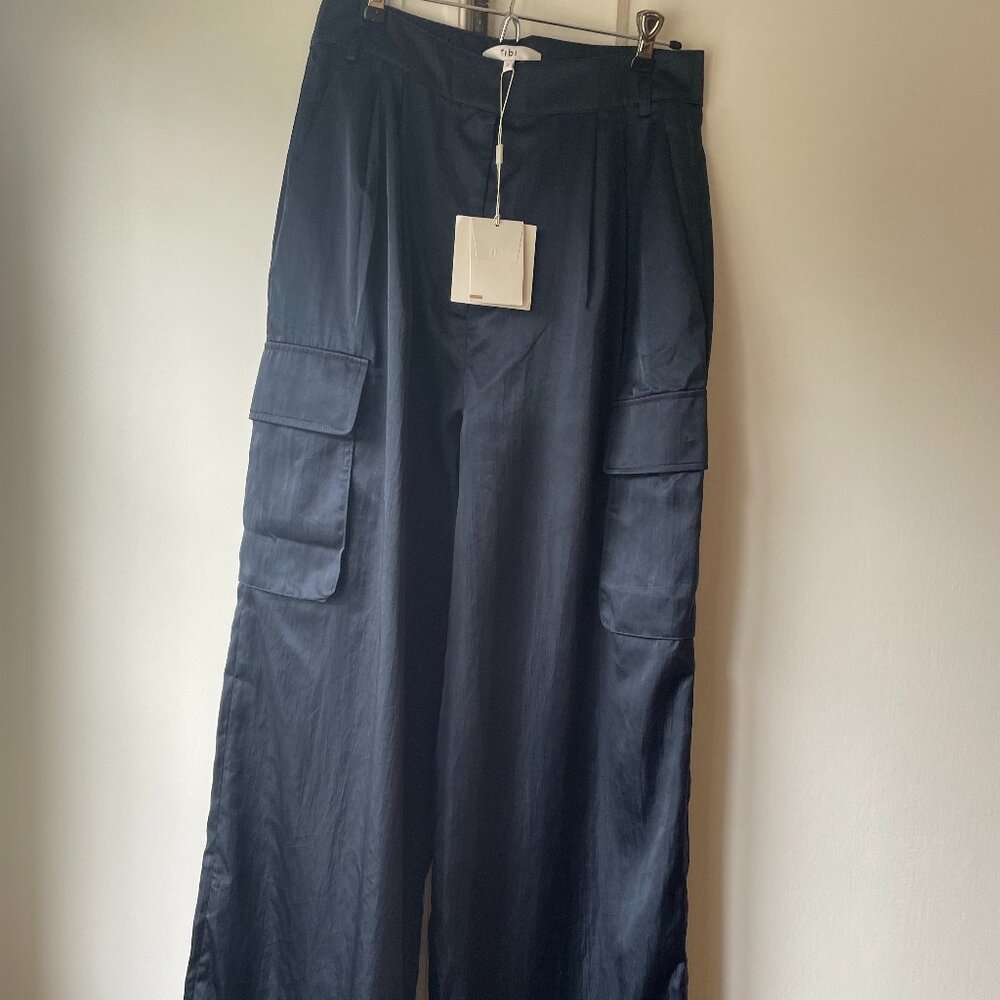 Tibi Shiny Nylon Pleated Stella Cargo Pant, Size 2 - Picture 4 of 9